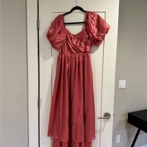 Storia Pink Gown with Puff Sleeves